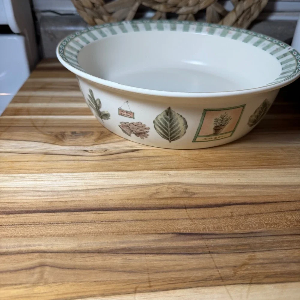 Pfaltzgraff Naturewood Set of 2 Serving Bowls Botanical Leaf Garden Pattern USA
